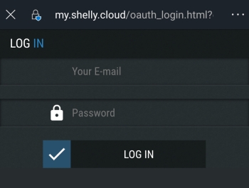 Introducir nuestras credenciales de Shelly Cloud