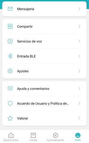 Xiaomi Mi Home - Acceso a la configuración del perfil